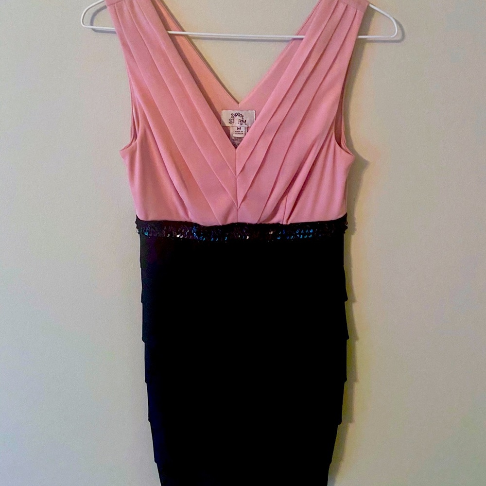 Pink and black mini dress